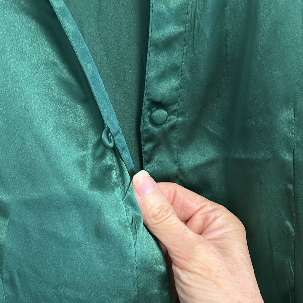 New with tags green satin top with one eye hook closure - Picture 2 of 9